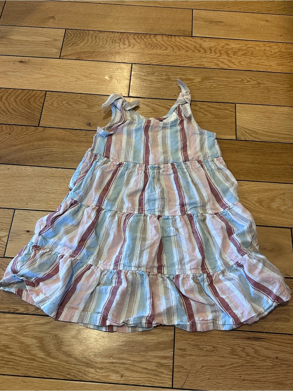 Tiered Striped Sleeveless Lightweight Dress